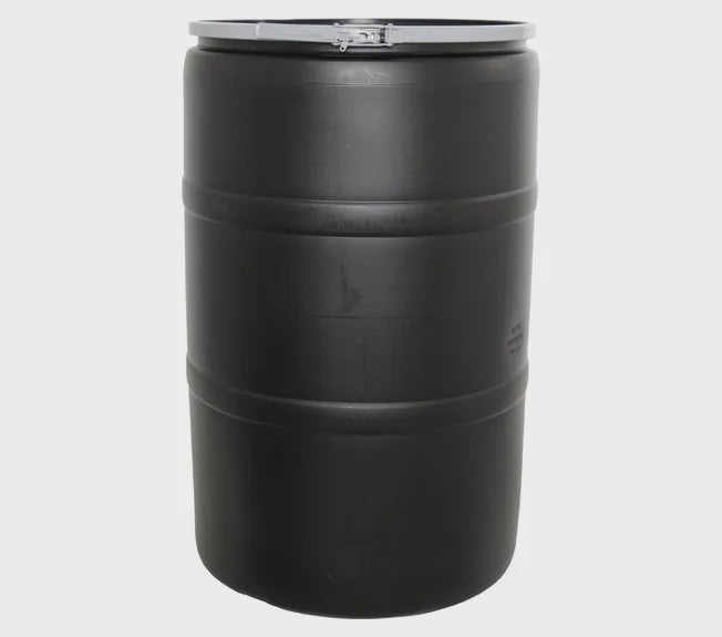 5366 55 Gal Black Drum W/ Solid Lid